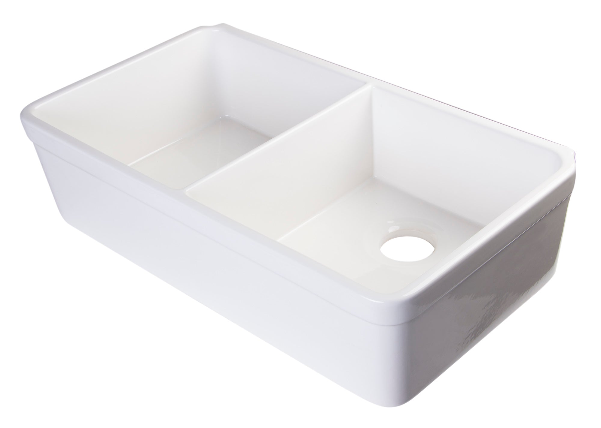 Alternate Image for ALFI 32 inch White Double Bowl Fireclay Undermount Kitchen Sink, AB512UM-W