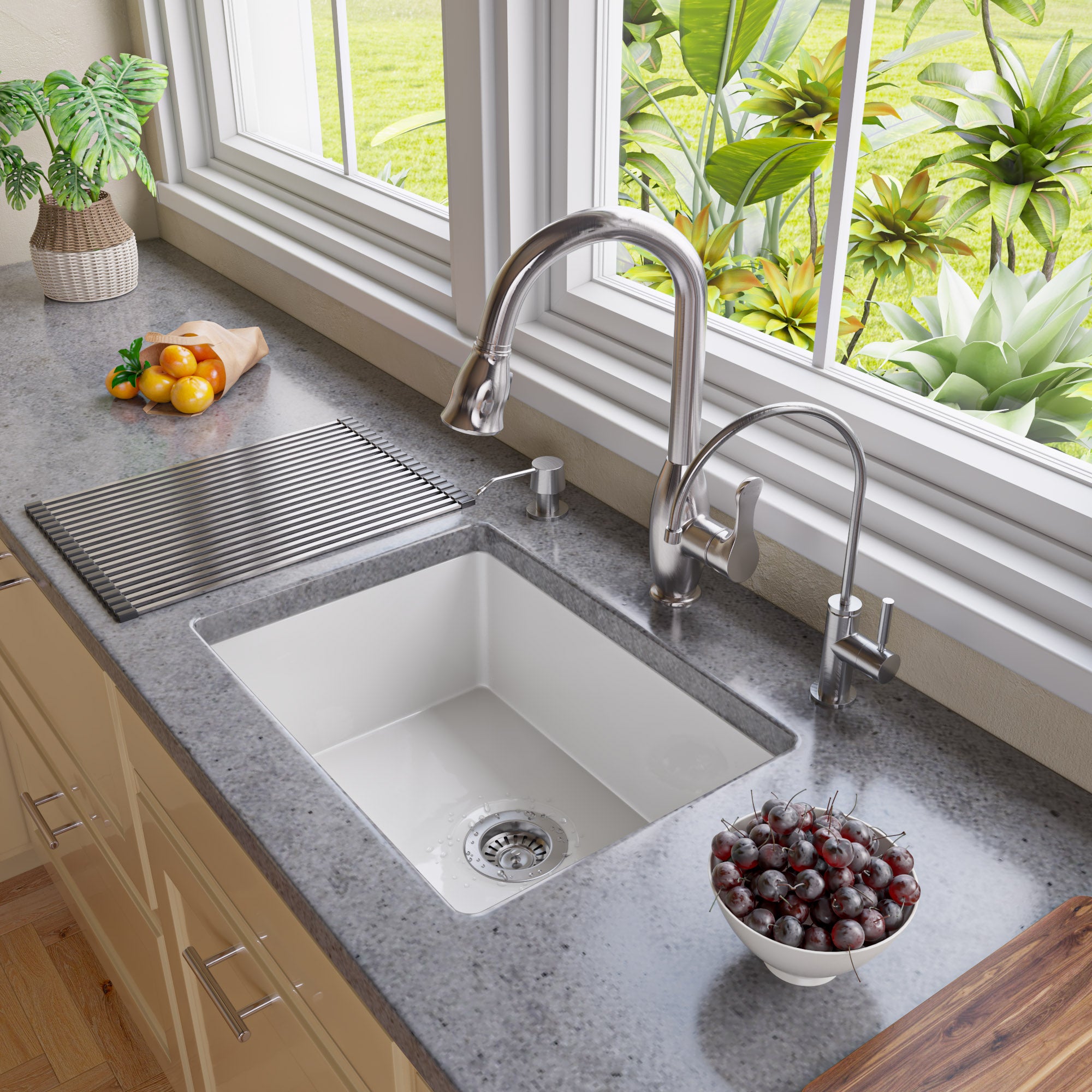 Alternate Image for ALFI brand AB2317 23" White Fireclay Undermount Kitchen Sink