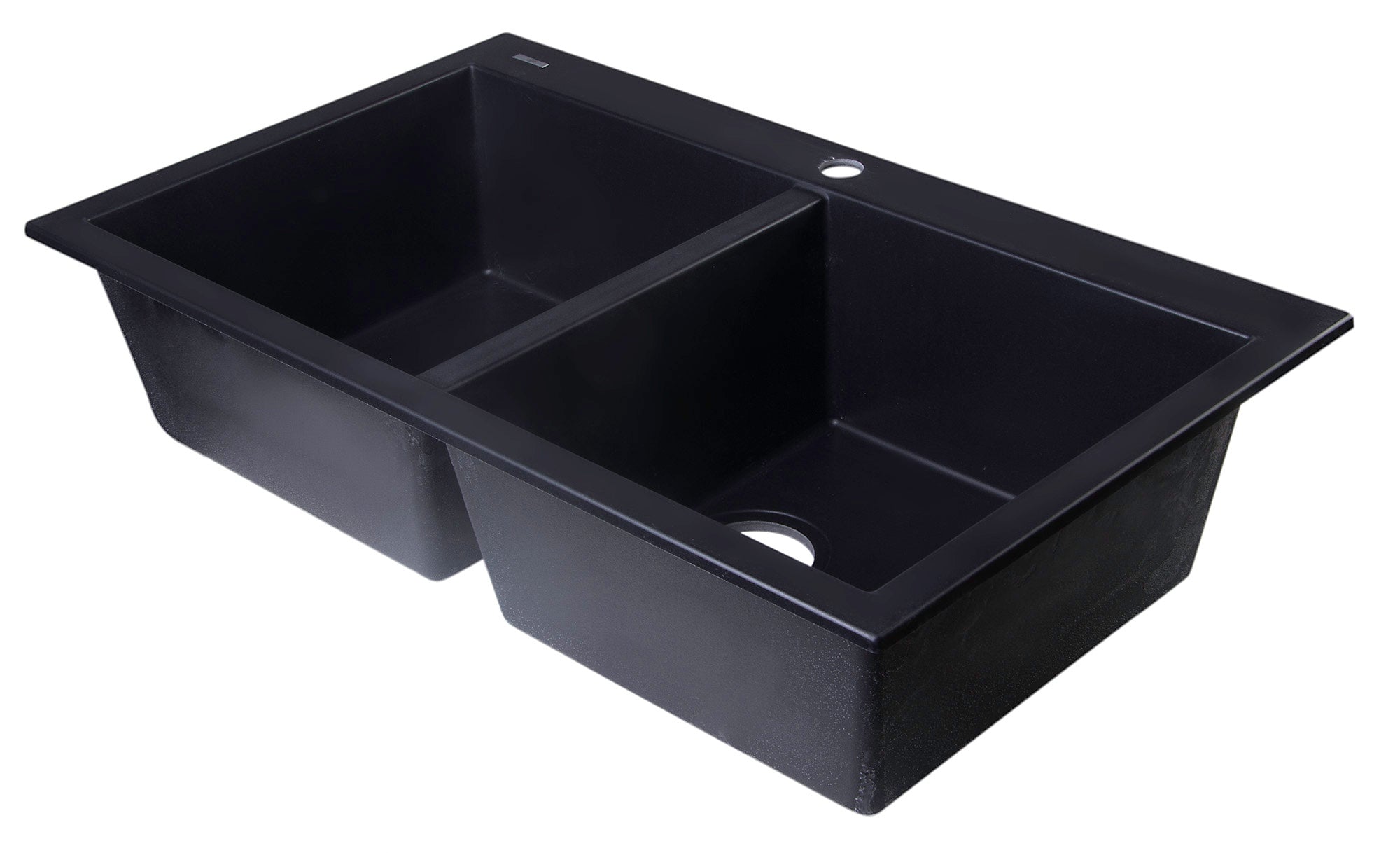 Alternate Image for ALFI Black 34" Drop-In Double Bowl Granite Composite Kitchen Sink, AB3420DI-BLA