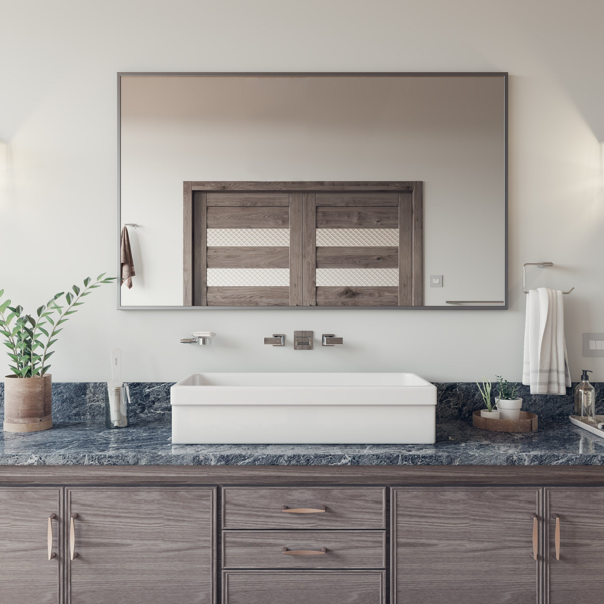 Alternate Image for ALFI Polished Chrome Widespread Wall Mounted Modern Waterfall Bathroom Faucet, AB1796-PC