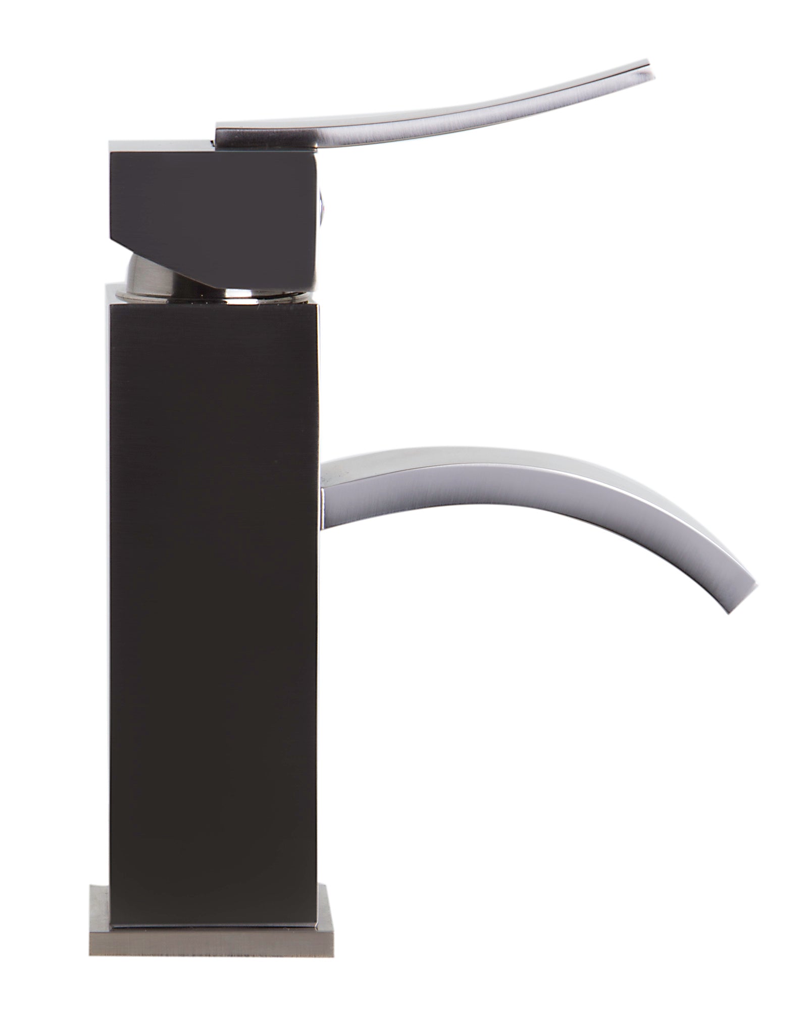 Alternate Image for ALFI Brushed Nickel Square Body Curved Spout Single Lever Bathroom Faucet, AB1258-BN