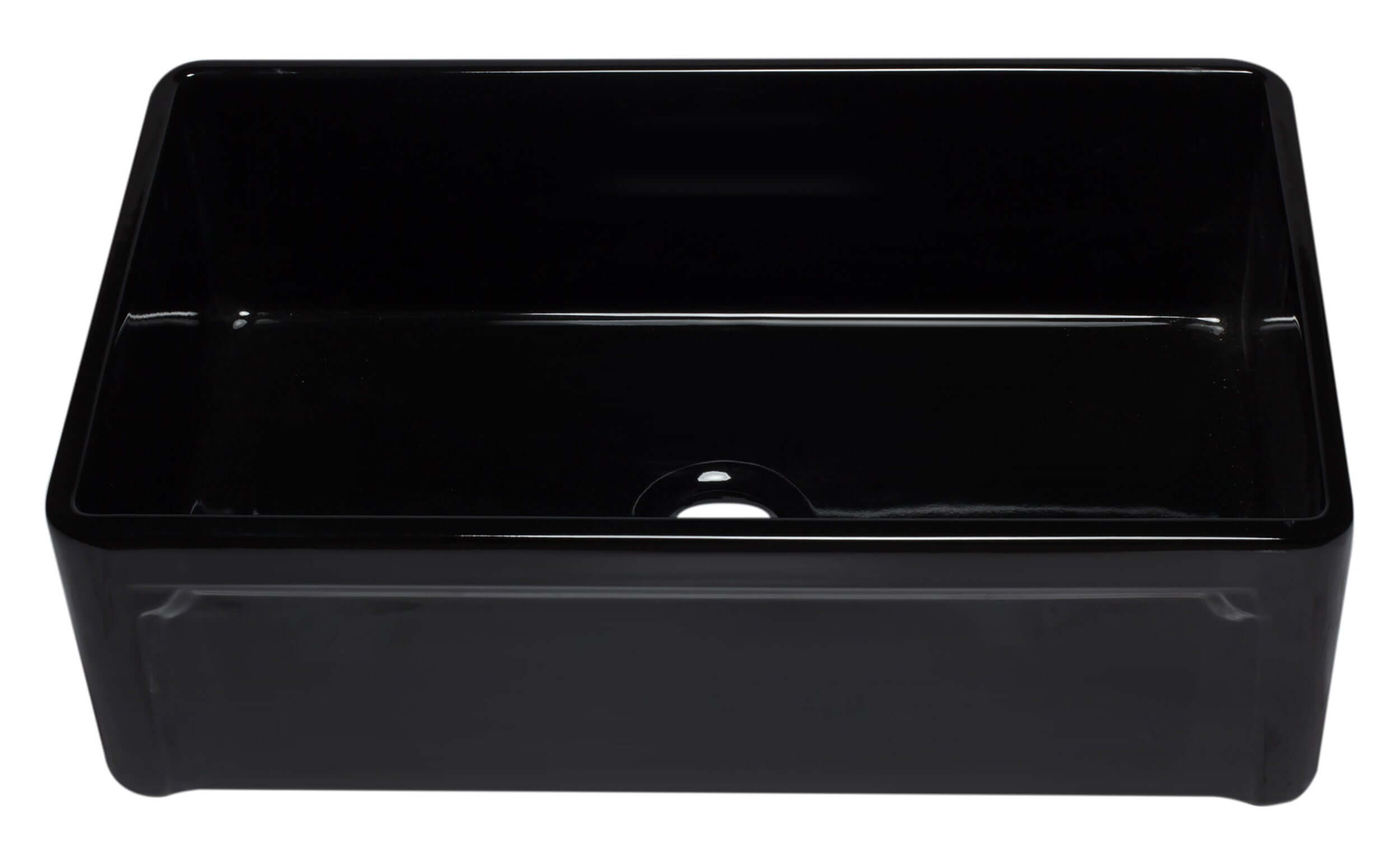 ALFI 33" Single Bowl Fireclay Farmhouse Apron Sink, Black Gloss, AB3320SB-BG - The Sink Boutique