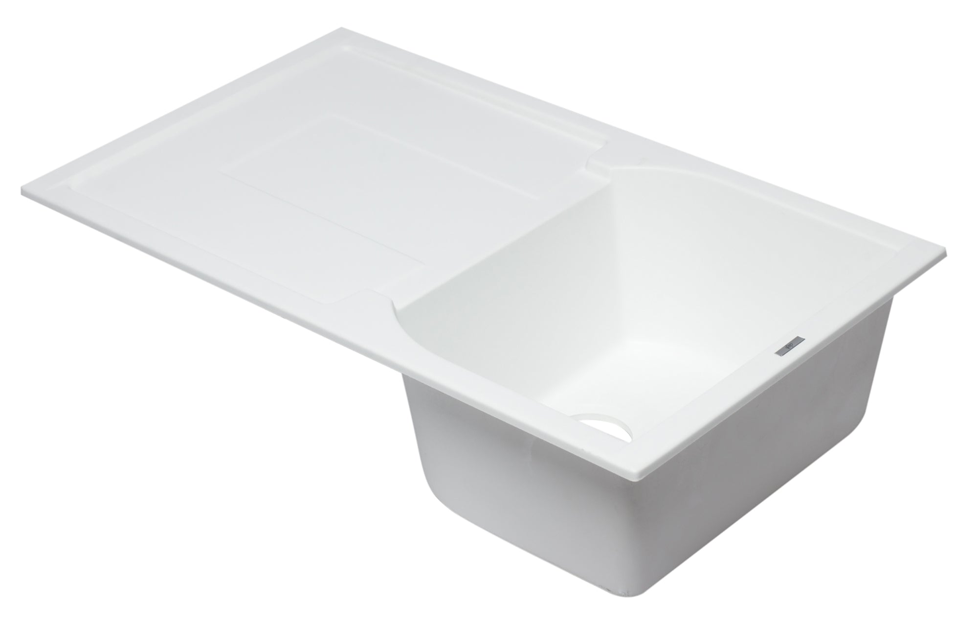 Alternate Image for ALFI 34" Single Bowl Granite Composite Kitchen Sink with Drainboard, White, AB1620DI-W