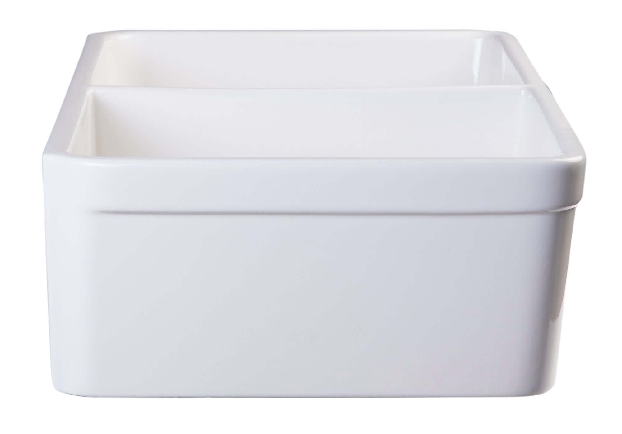 Alternate Image for ALFI 32" Double Bowl Fireclay Farmhouse Apron Sink, White, AB512-W