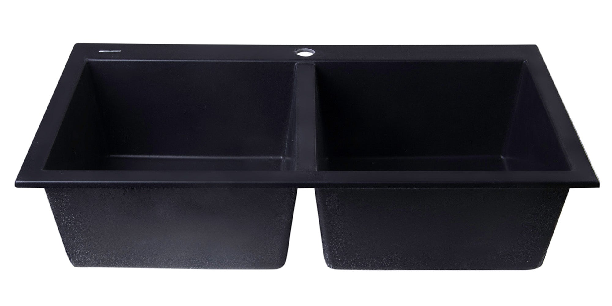 Alternate Image for ALFI Black 34" Drop-In Double Bowl Granite Composite Kitchen Sink, AB3420DI-BLA