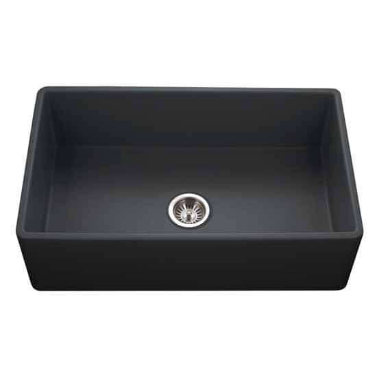 Alternate Image for Houzer 33" Fireclay Single Bowl Farmhouse Kitchen Sink, Black, Platus Series, PTG-4300 BL