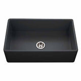 Houzer 33" Fireclay Single Bowl Farmhouse Kitchen Sink, Black, Platus Series, PTG-4300 BL