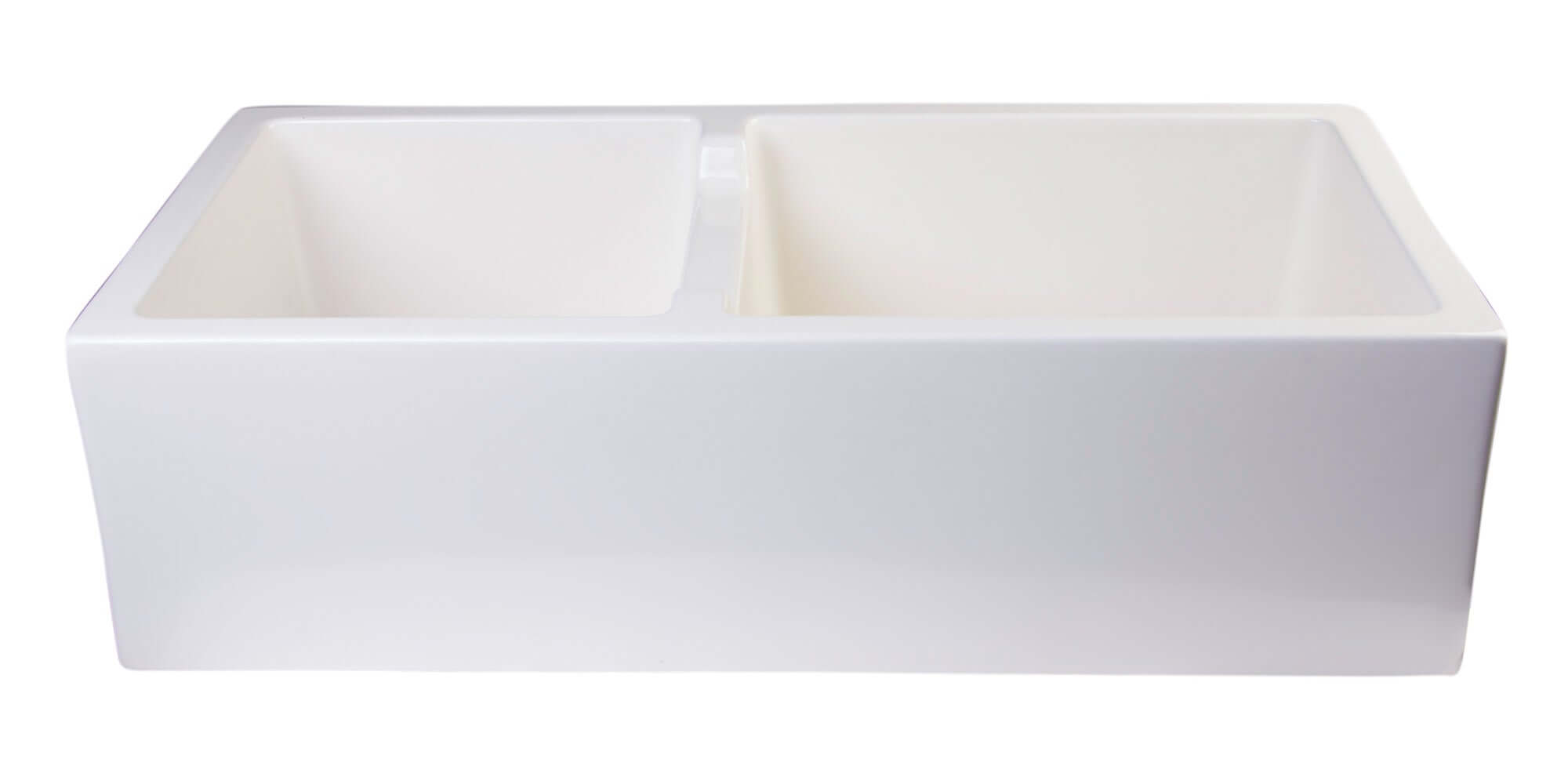 ALFI brand AB3618DB-B 36" Biscuit Smooth Apron Thick Wall Fireclay Double Bowl Farm Sink - The Sink Boutique