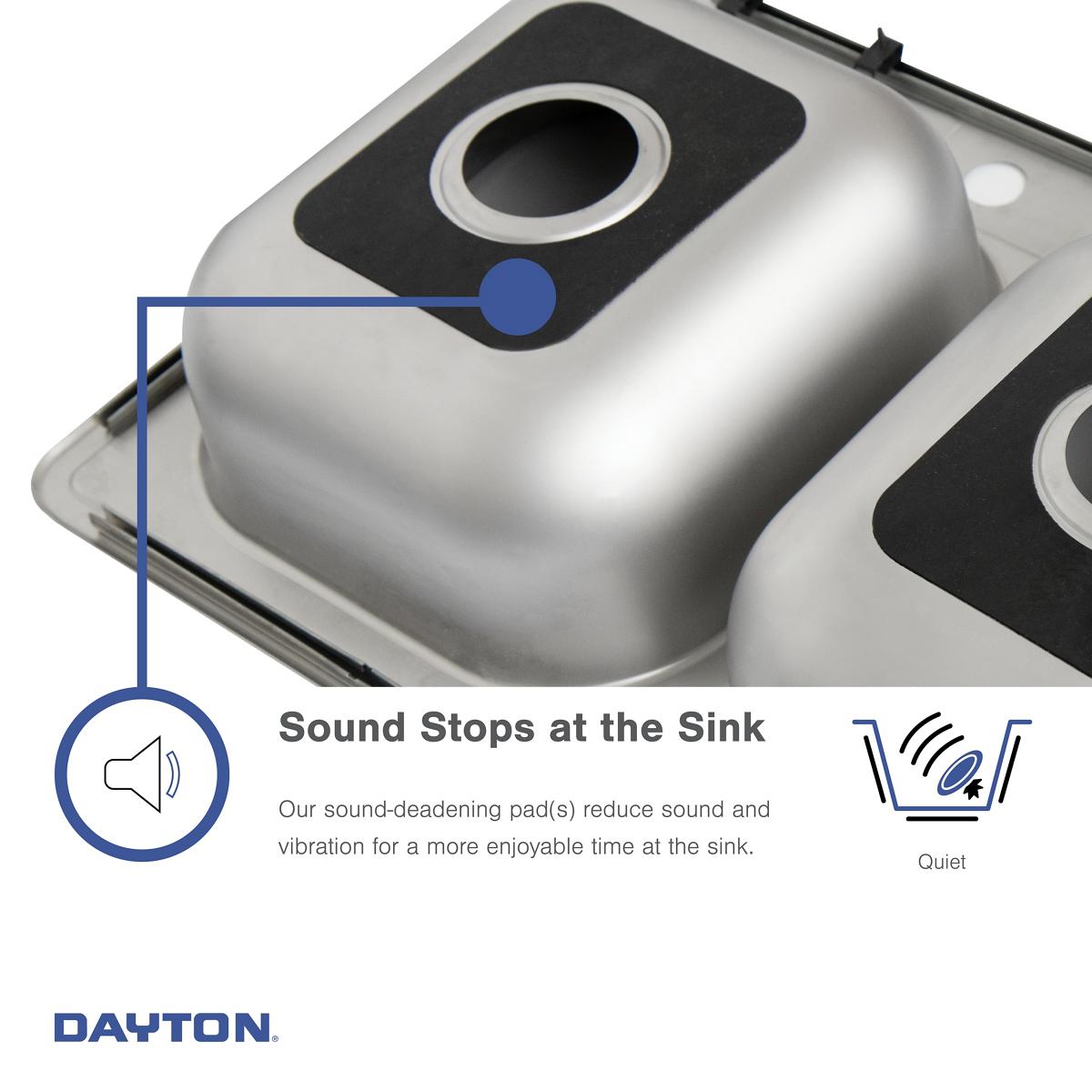 Alternate Image for Elkay Dayton 25" Stainless Steel Kitchen Sink, 18 Gauge, Satin, MR2 Faucet Hole, DXR2522MR2