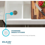 Elkay 33" Fireclay Farmhouse Kitchen Sink, 40/60 Double Bowl, White, SWUF3320WH - The Sink Boutique