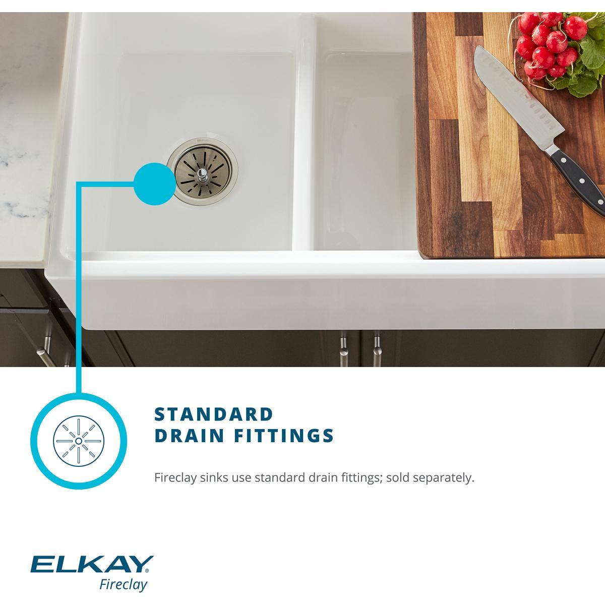 Alternate Image for Elkay 24" Fireclay Farmhouse Kitchen Sink, White, SWUF2520WH