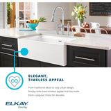 Elkay 33" Fireclay Farmhouse Kitchen Sink, 40/60 Double Bowl, White, SWUF3320WH - The Sink Boutique