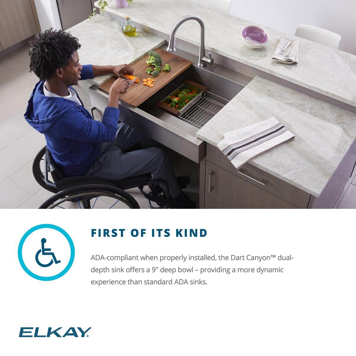 Alternate Image for Elkay 33" Stainless Steel ADA Compliant Workstation Farmhouse Sink, Polished Satin, 1 Faucet Hole, ELDSSF33279DBG
