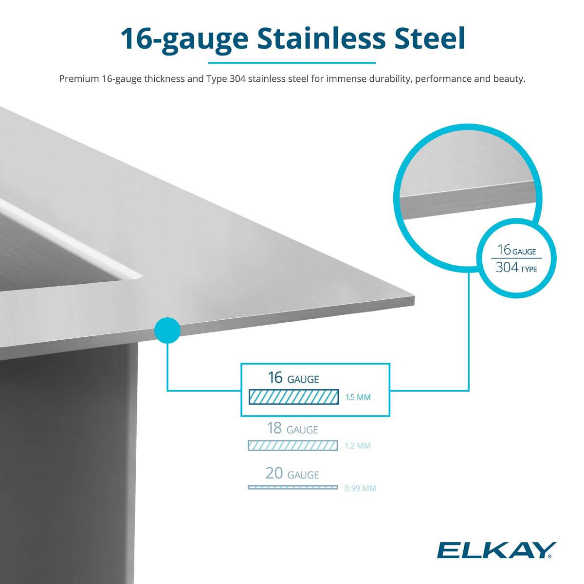 Alternate Image for Elkay Crosstown 24" Stainless Steel Kitchen Sink, 16 Gauge, Polished Satin, EFU211510TC