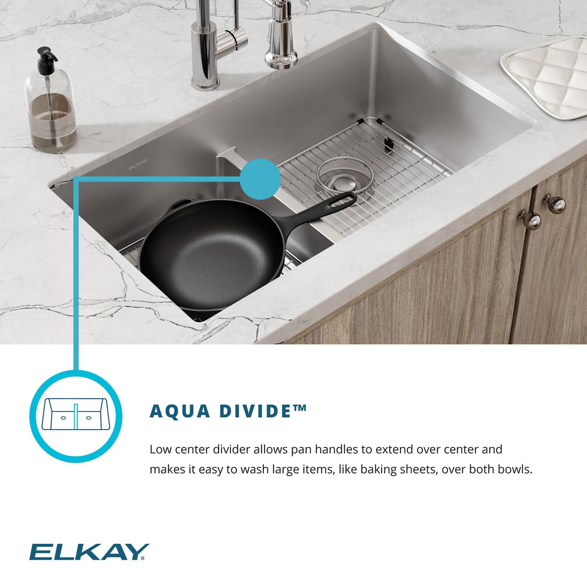 Alternate Image for Elkay Crosstown 36" Stainless Steel Farmhouse Kitchen Sink for Interchangeable Apron, 50/50 Double Bowl, 16 Gauge, Polished Satin, CTXFA34179