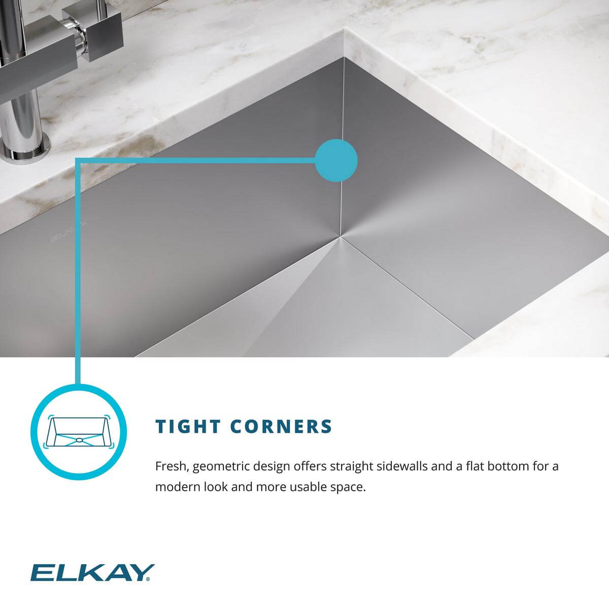 Alternate Image for Elkay Crosstown 24" Stainless Steel Kitchen Sink, 16 Gauge, Polished Satin, EFU211510TC