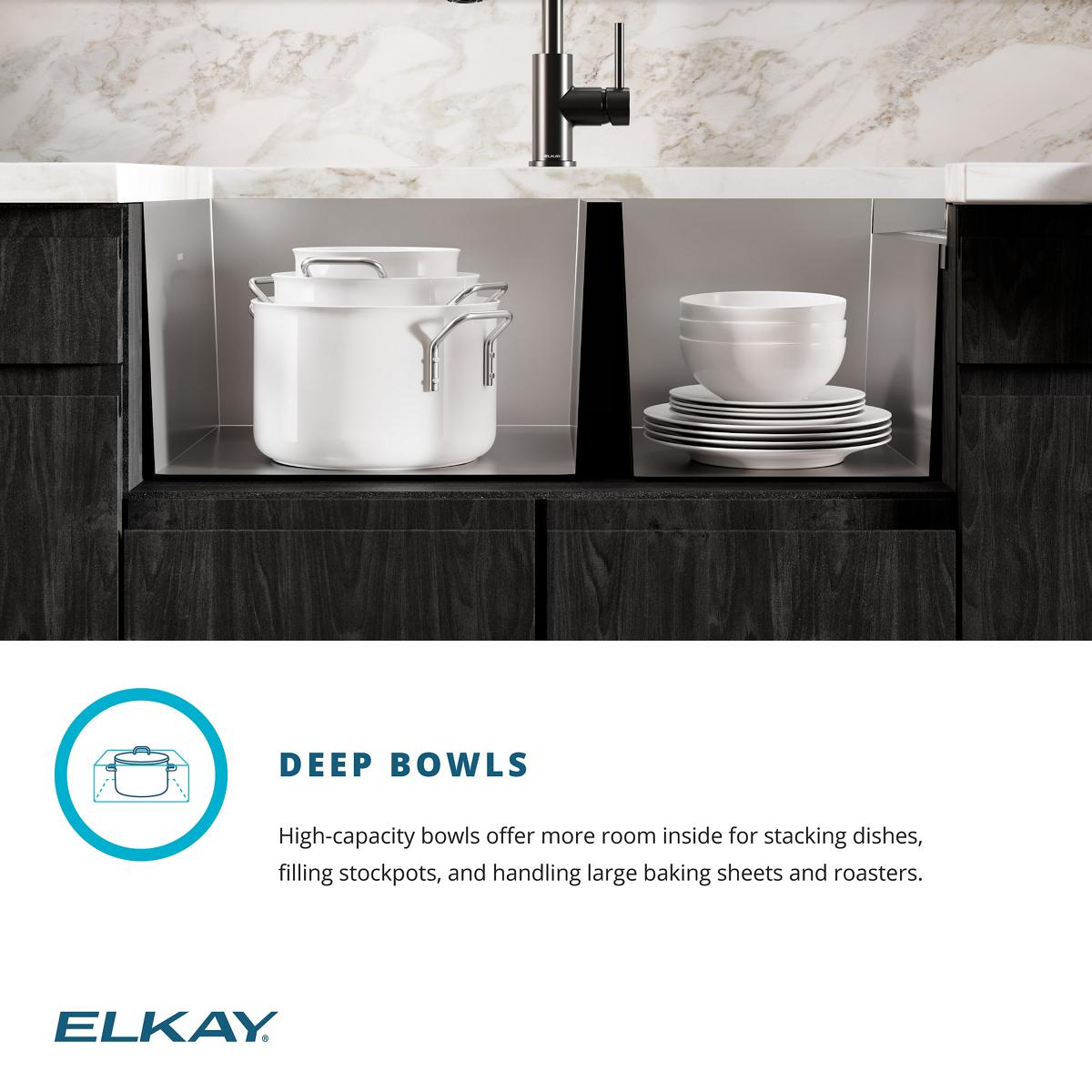 Alternate Image for Elkay Crosstown 47" Stainless Steel Kitchen Sink, 60/40 Double Bowl, 16 Gauge, Polished Satin, EFU471810DBT