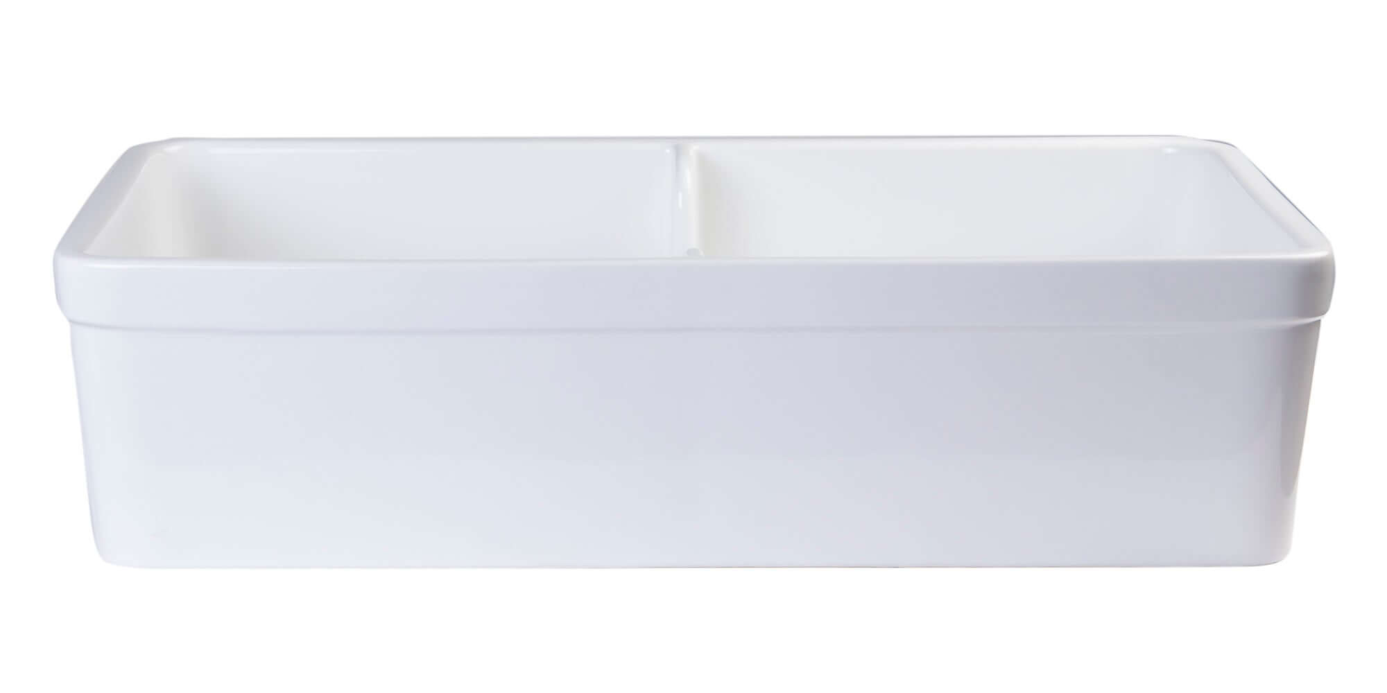 Alternate Image for ALFI 32" Short Wall Double Bowl Fireclay Farmhouse Apron Sink, White, AB5123-W