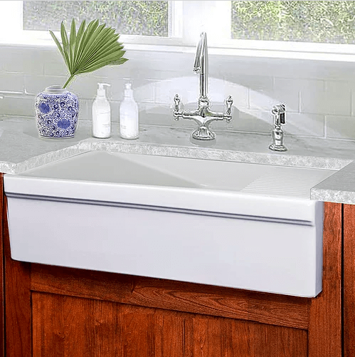 Alternate Image for Nantucket Sinks Cape 36" Fireclay Farmhouse Sink, White, FCFS36-DB