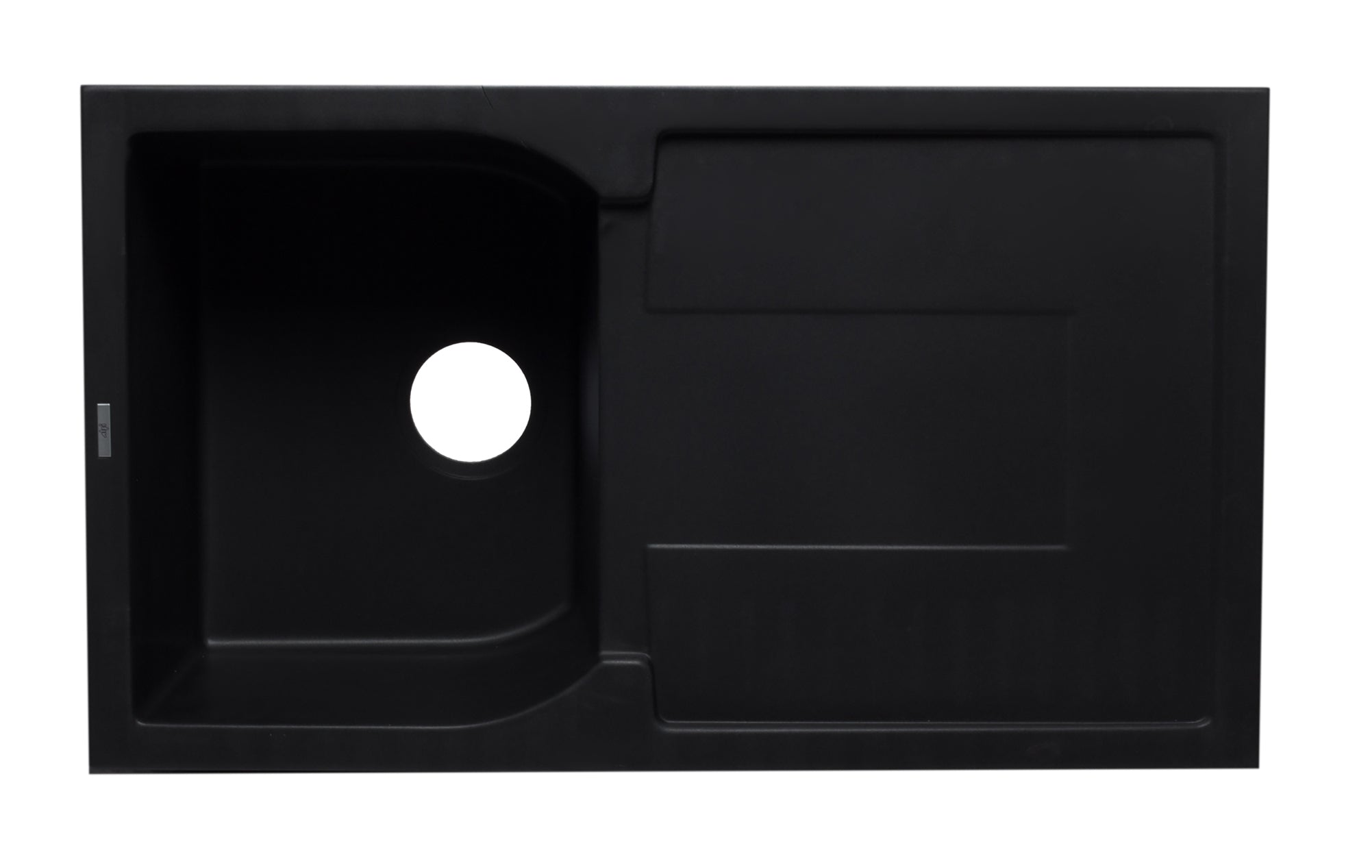 Alternate Image for ALFI 34" Single Bowl Granite Composite Kitchen Sink with Drainboard, Black, AB1620DI-BLA