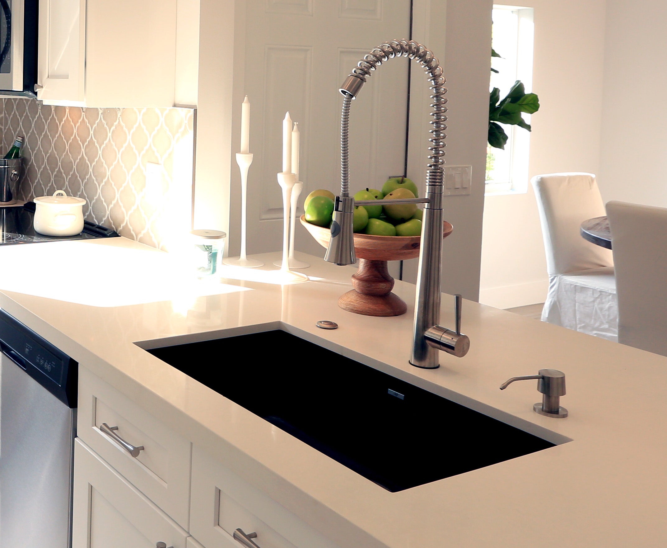 Alternate Image for ALFI Solid Stainless Steel Commercial Spring Kitchen Faucet with Pull Down Shower Spray, AB2039S