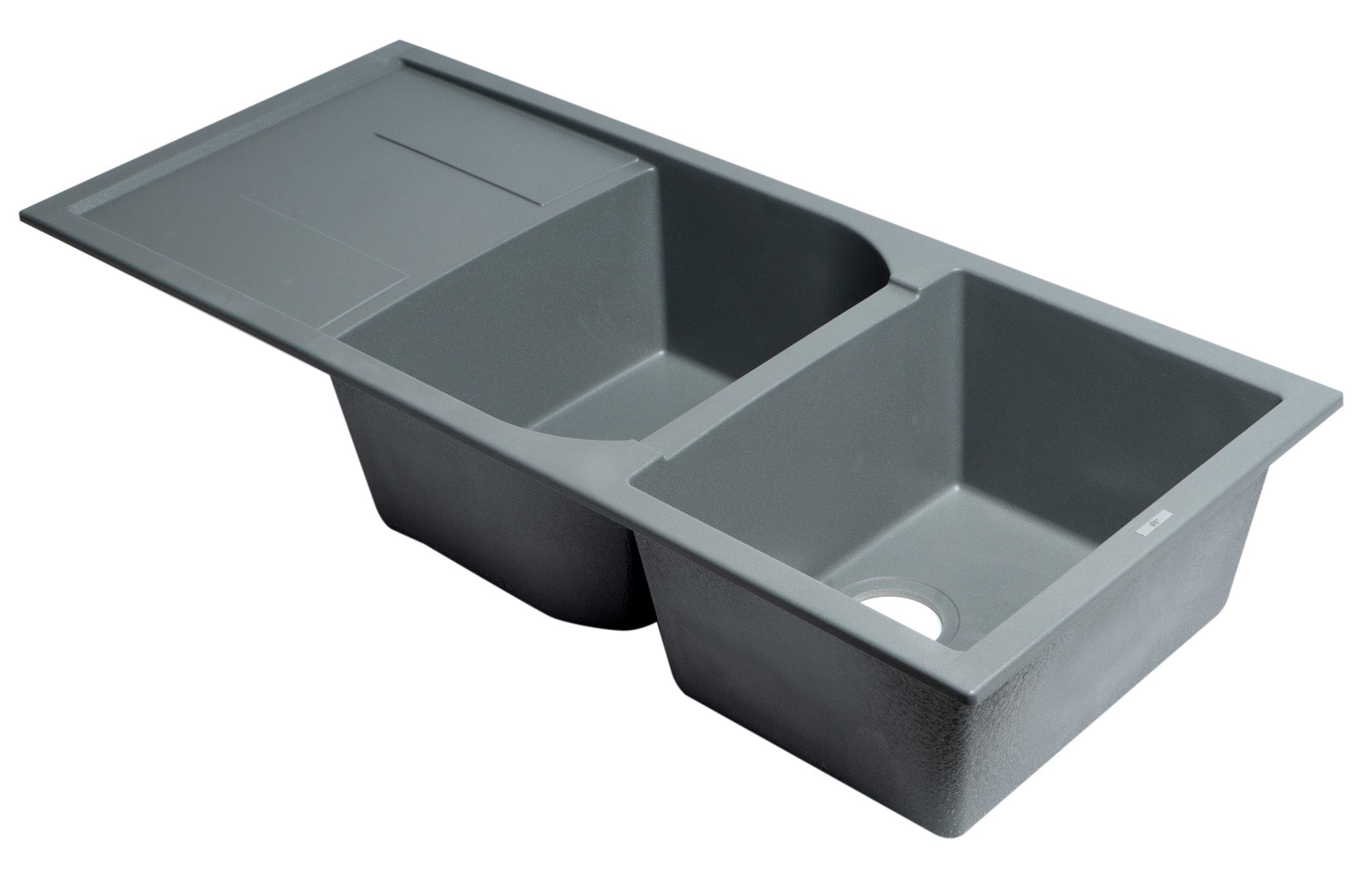Alternate Image for ALFI brand AB4620DI-T Titanium 46" Double Bowl Granite Composite Kitchen Sink with Drainboard