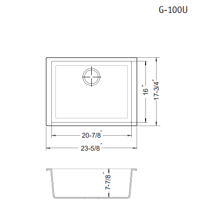 Alternate Image for Houzer 24" Composite Granite Undermount Single Bowl Kitchen Sink, Black, G-100U MIDNITE