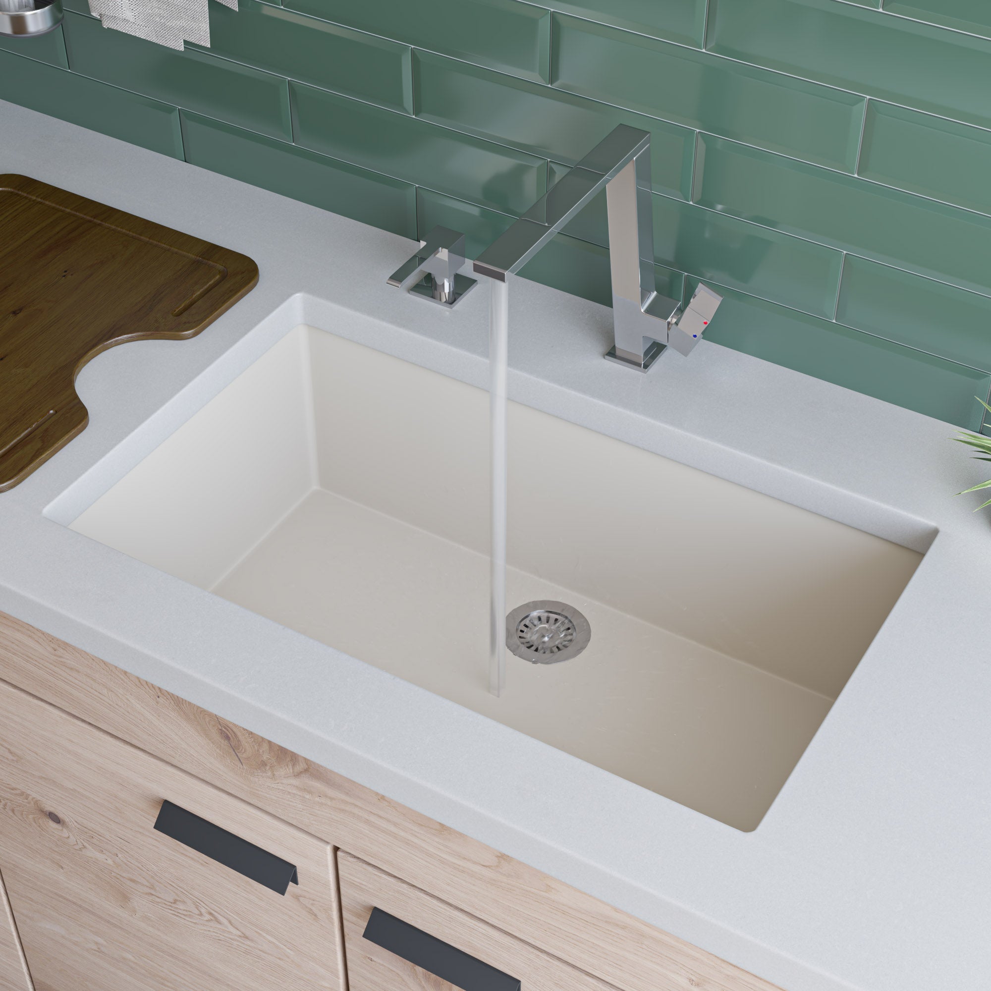 Alternate Image for ALFI Biscuit 30" Undermount Single Bowl Granite Composite Kitchen Sink, AB3020UM-B