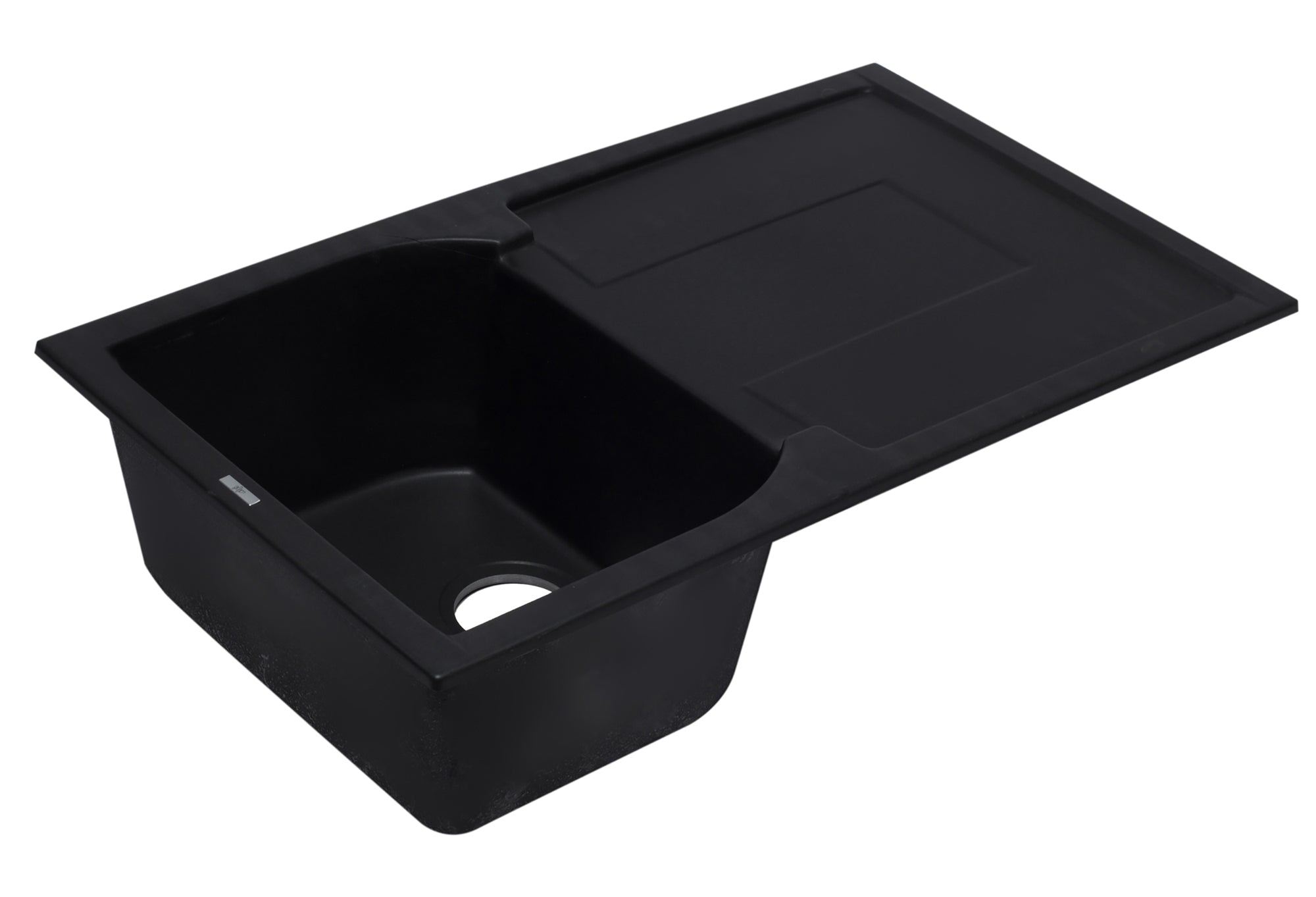 Alternate Image for ALFI 34" Single Bowl Granite Composite Kitchen Sink with Drainboard, Black, AB1620DI-BLA