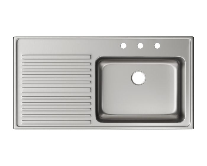 Elkay Lustertone Classic 43" Stainless Steel Kitchen Sink, 18 Gauge, Lustrous Satin, 3 Faucet Hole, ILGR4322R3