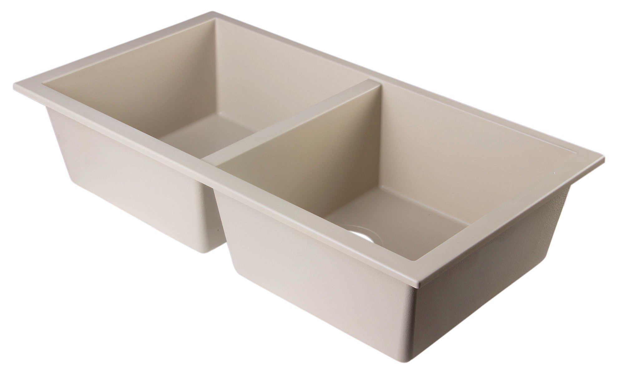Alternate Image for ALFI Biscuit 34" Undermount Double Bowl Granite Composite Kitchen Sink, AB3420UM-B