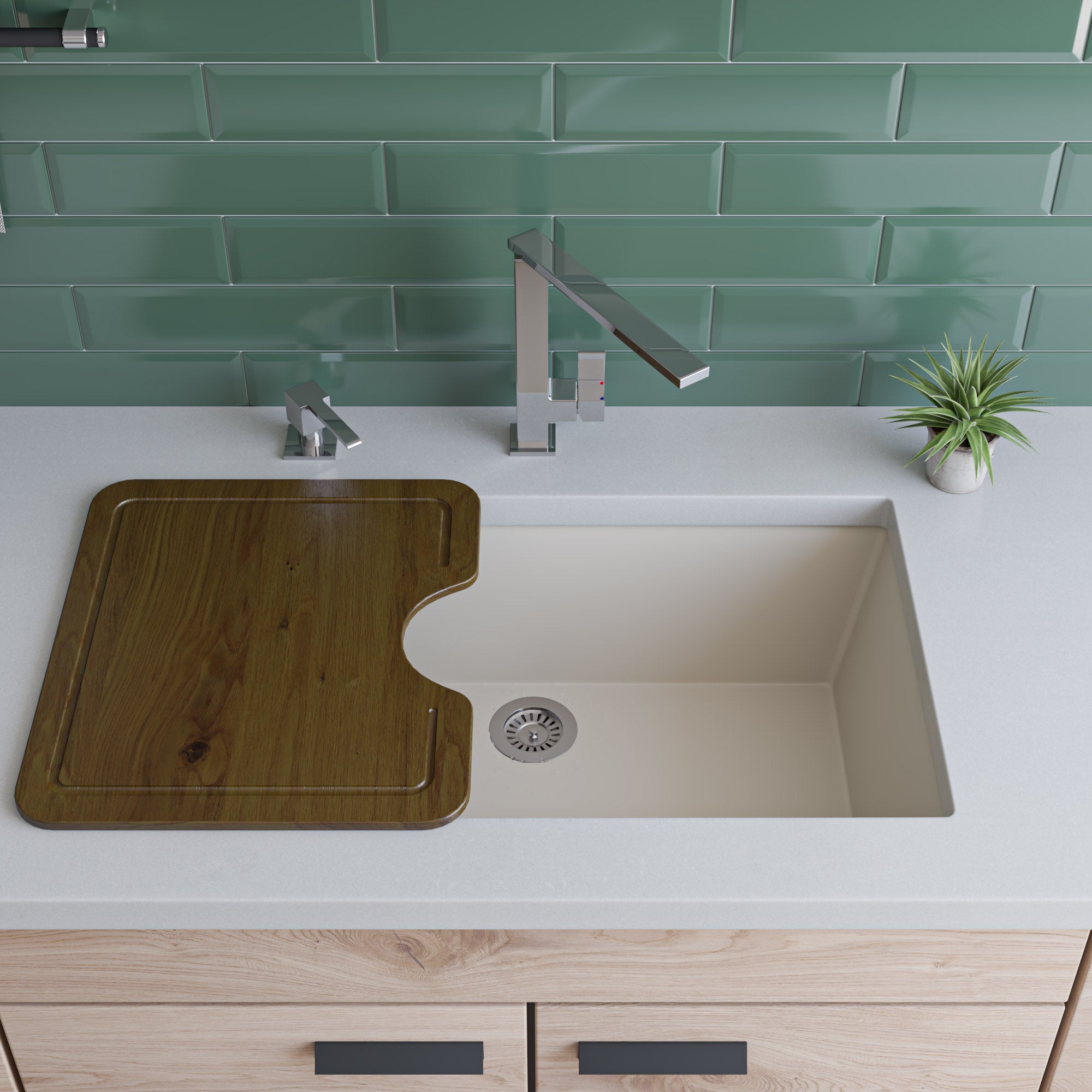 Alternate Image for ALFI Biscuit 30" Undermount Single Bowl Granite Composite Kitchen Sink, AB3020UM-B
