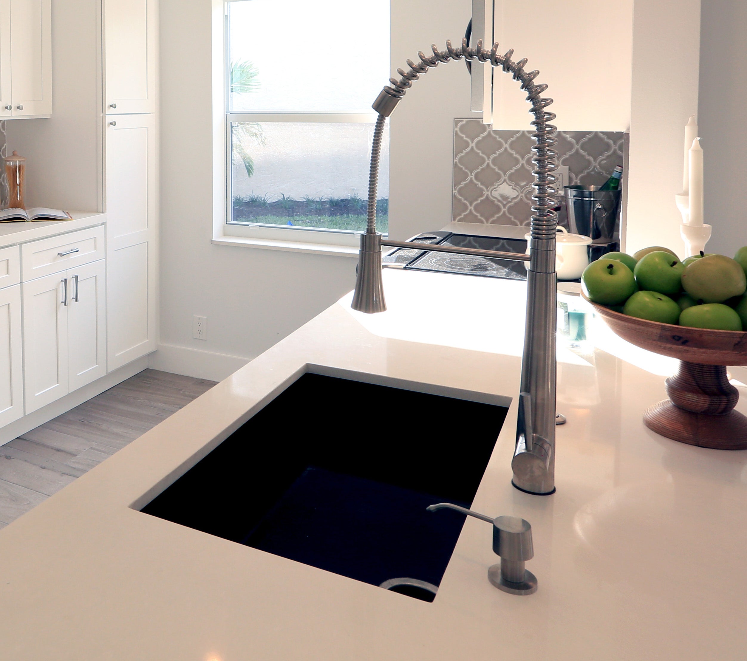 Alternate Image for ALFI Solid Stainless Steel Commercial Spring Kitchen Faucet with Pull Down Shower Spray, AB2039S