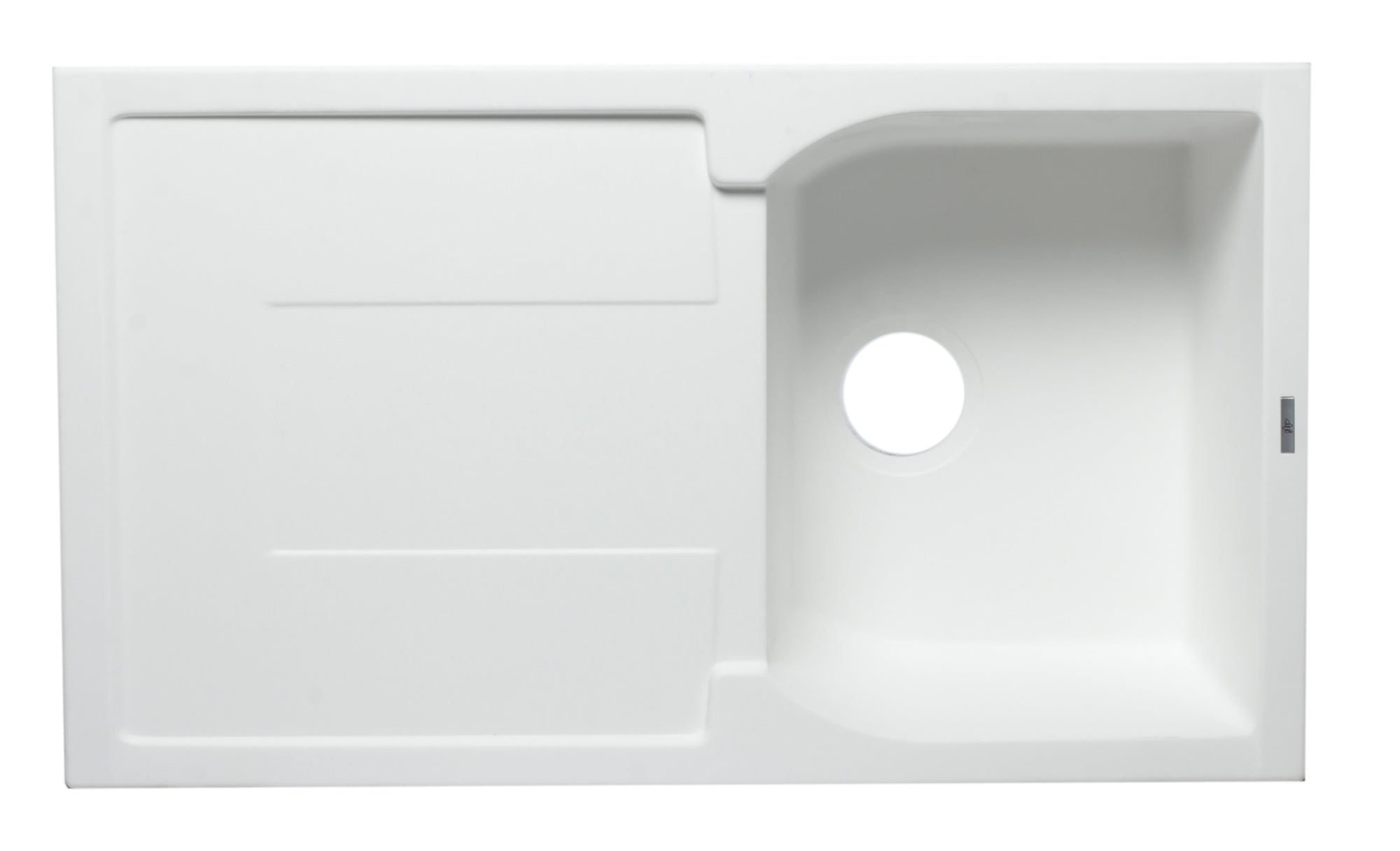 Alternate Image for ALFI 34" Single Bowl Granite Composite Kitchen Sink with Drainboard, White, AB1620DI-W