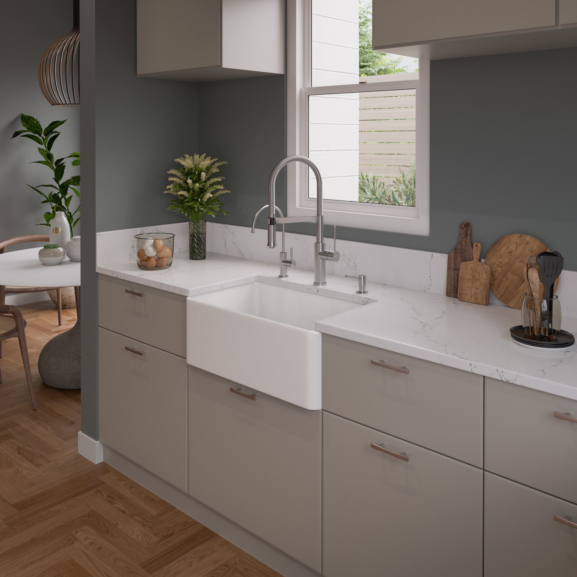 Alternate Image for ALFI brand 30" Fireclay Farmhouse Sink, White, ABF3018-W