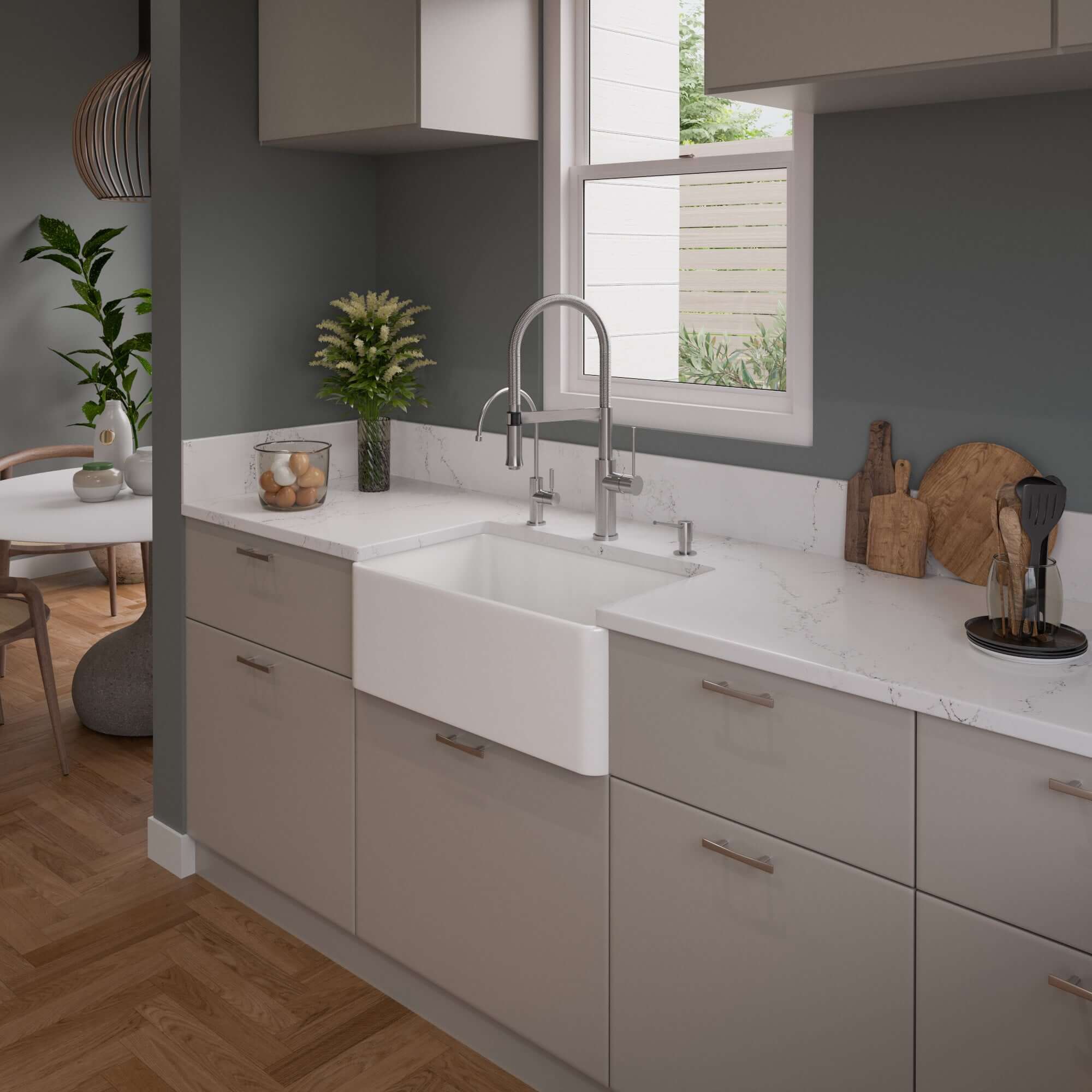 Alternate Image for ALFI brand 30" Fireclay Farmhouse Sink, White, ABF3018-W