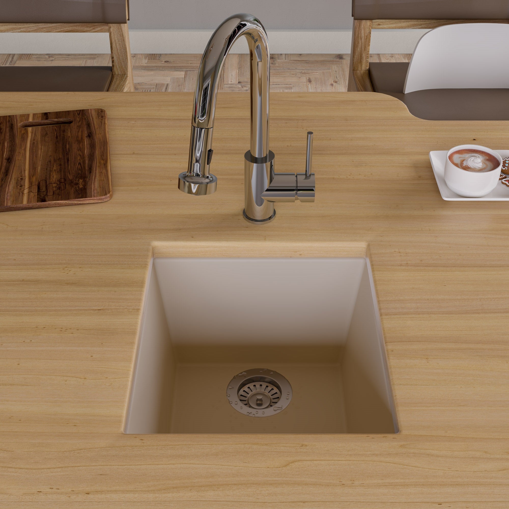 Alternate Image for ALFI Biscuit 17" Undermount Rectangular Granite Composite Kitchen Prep Sink, AB1720UM-B