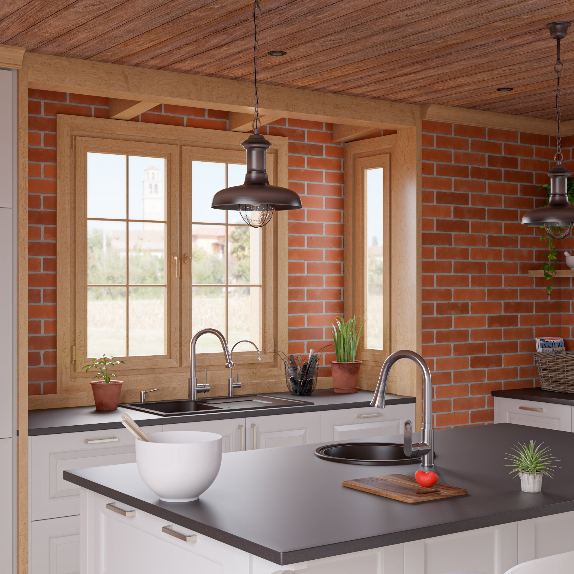 Alternate Image for ALFI brand AB1620DI-C Chocolate 34" Single Bowl Granite Composite Kitchen Sink with Drainboard