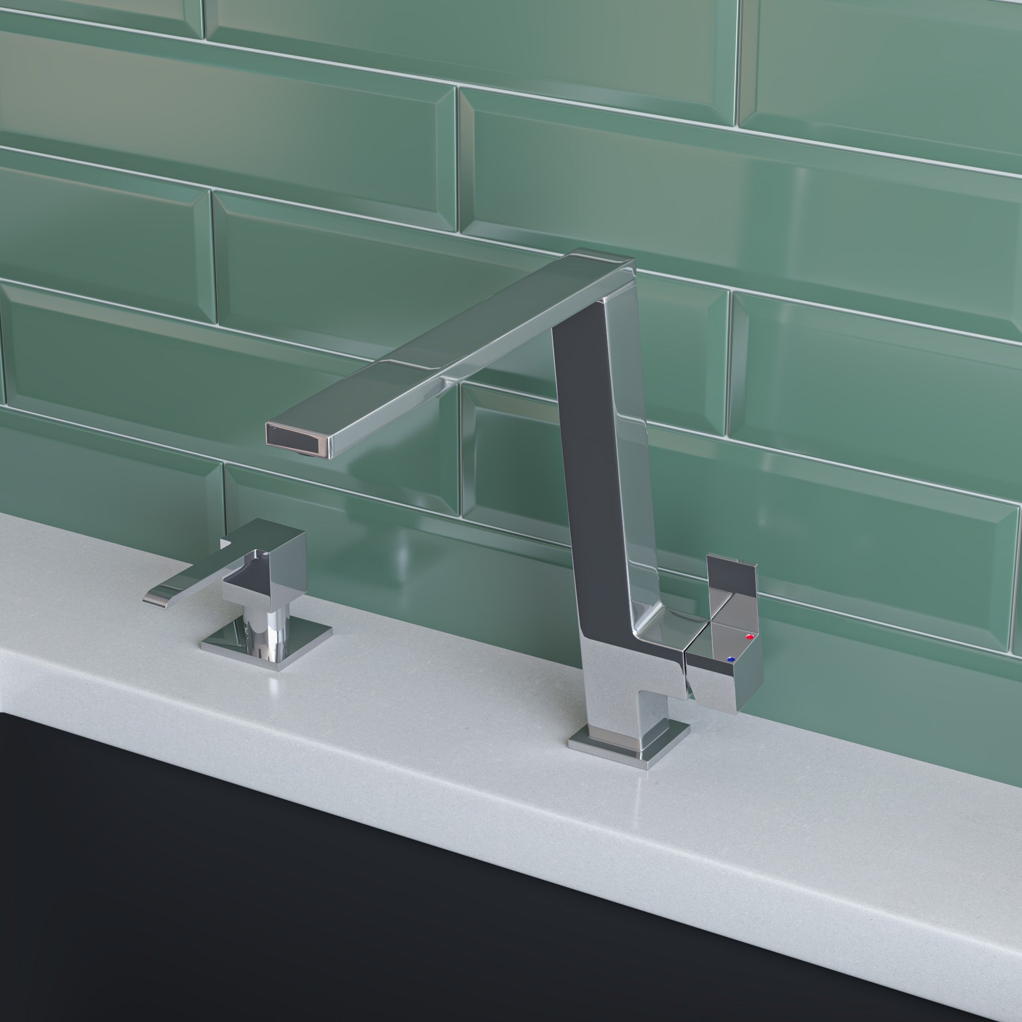 ALFI Square Modern Polished Stainless Steel Kitchen Faucet, AB2047-PSS - The Sink Boutique