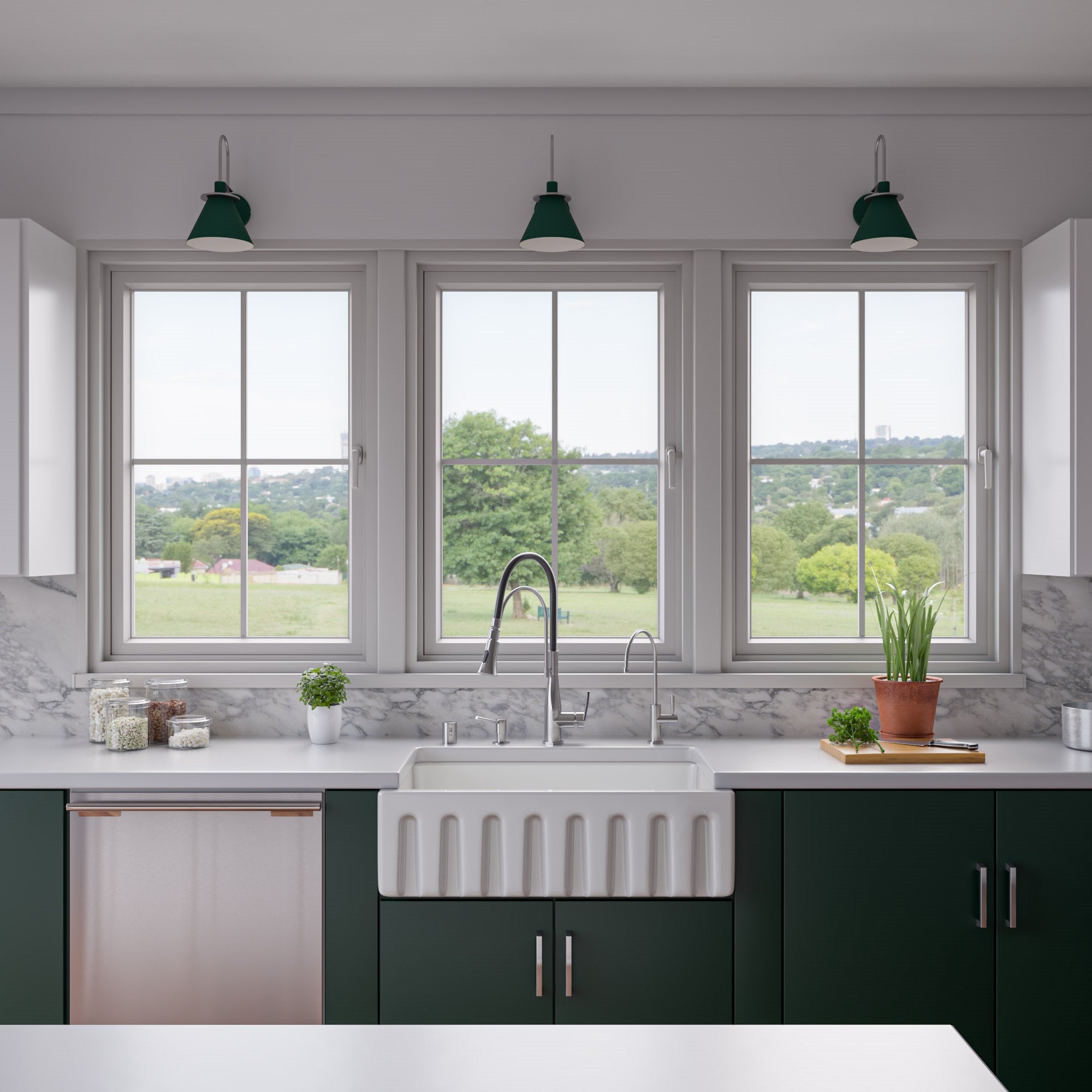 Alternate Image for ALFI 33" Fireclay Farmhouse Kitchen Sink, Single Bowl, Reversible, White, AB3318HS-W