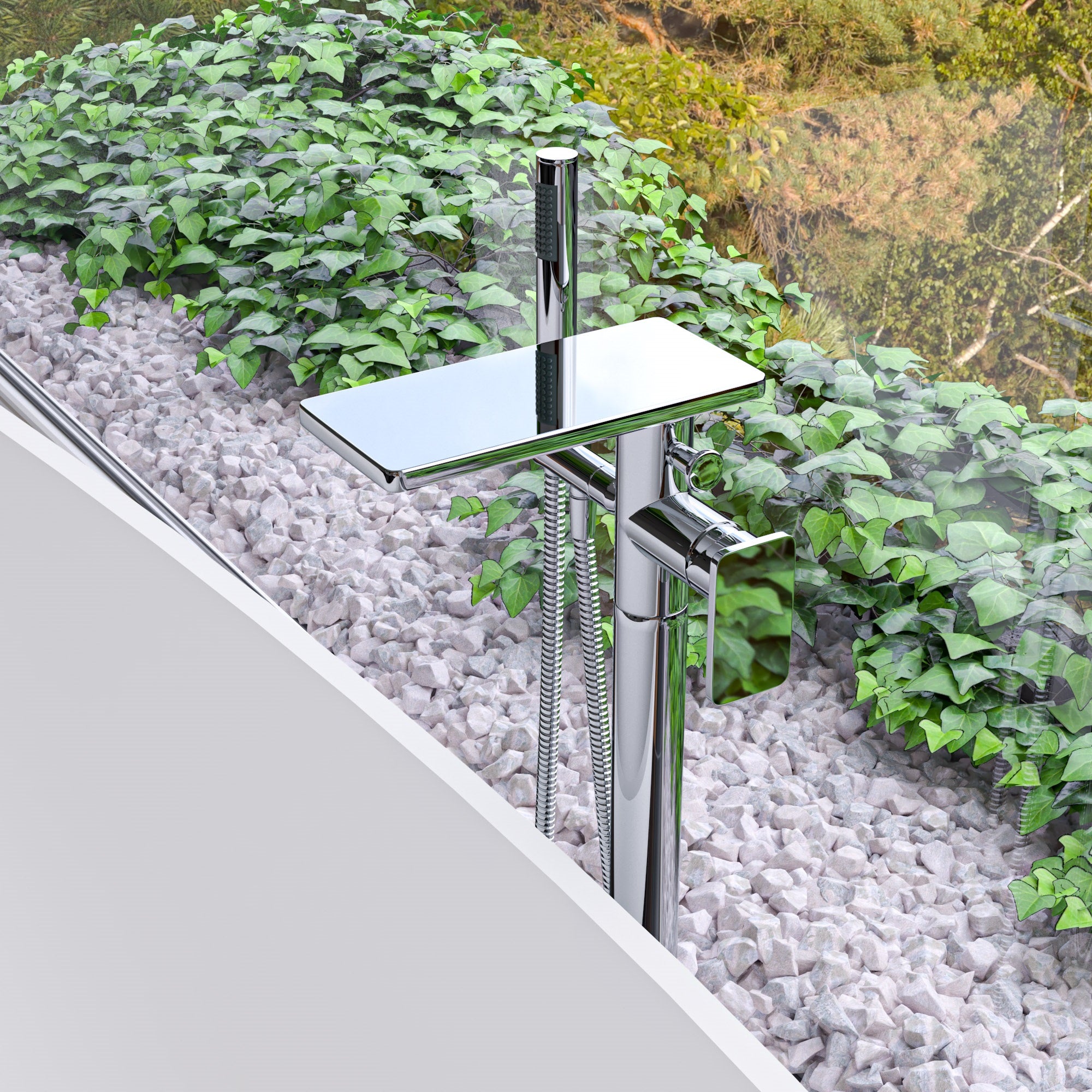 Alternate Image for ALFI brand AB2875-PC Polished Chrome Free Standing Floor Mounted Bath Tub Filler