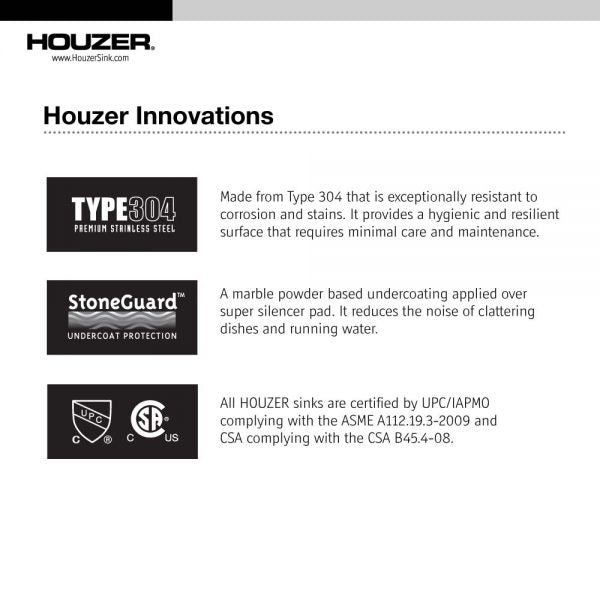 Alternate Image for Houzer 32" Stainless Steel Topmount Legend Corner Bowl Kitchen Sink, 20 Gauge, LCR-3221-1