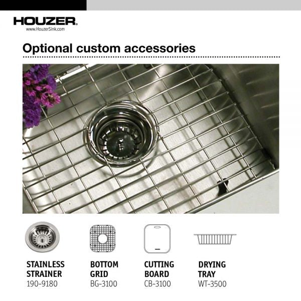 Alternate Image for Houzer 32" Stainless Steel Topmount Legend Corner Bowl Kitchen Sink, 20 Gauge, LCR-3221-1