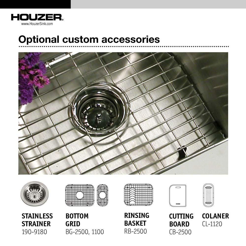 Alternate Image for Houzer 33" Stainless Steel Topmount 80/20 Double Bowl Kitchen Sink, 20 Gauge, LHD-3322-1