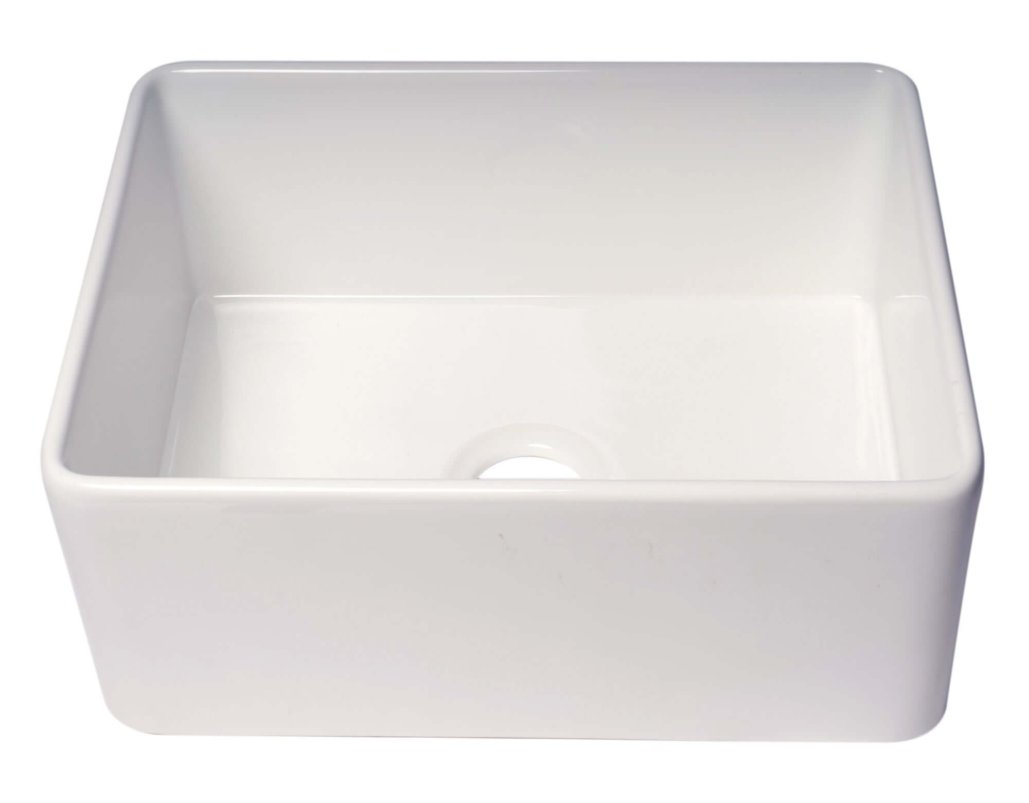 Alternate Image for ALFI brand 24" Fireclay Farmhouse Sink, White, No Faucet Hole, ABF2418-W