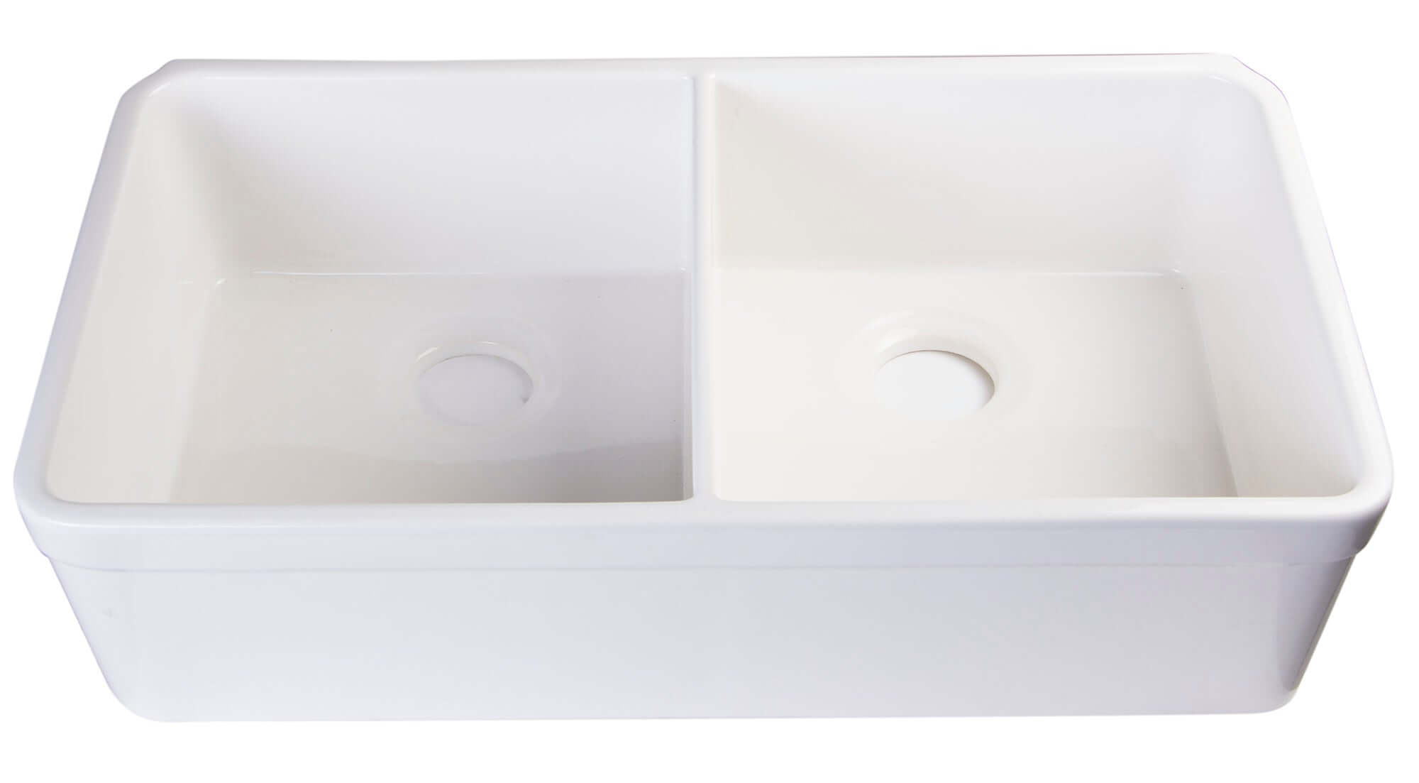 Alternate Image for ALFI 32" Double Bowl Fireclay Farmhouse Apron Sink, White, AB512-W