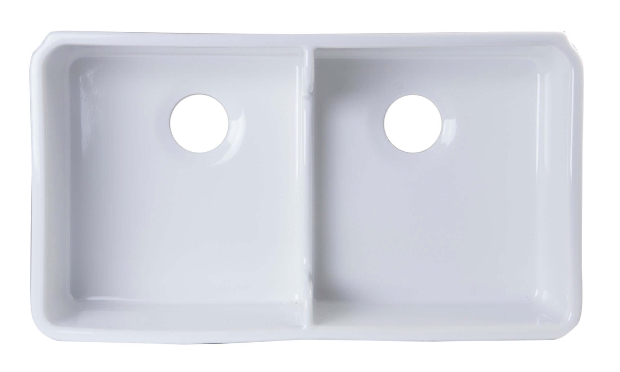 Alternate Image for ALFI 32" Short Wall Double Bowl Fireclay Farmhouse Apron Sink, White, AB5123-W