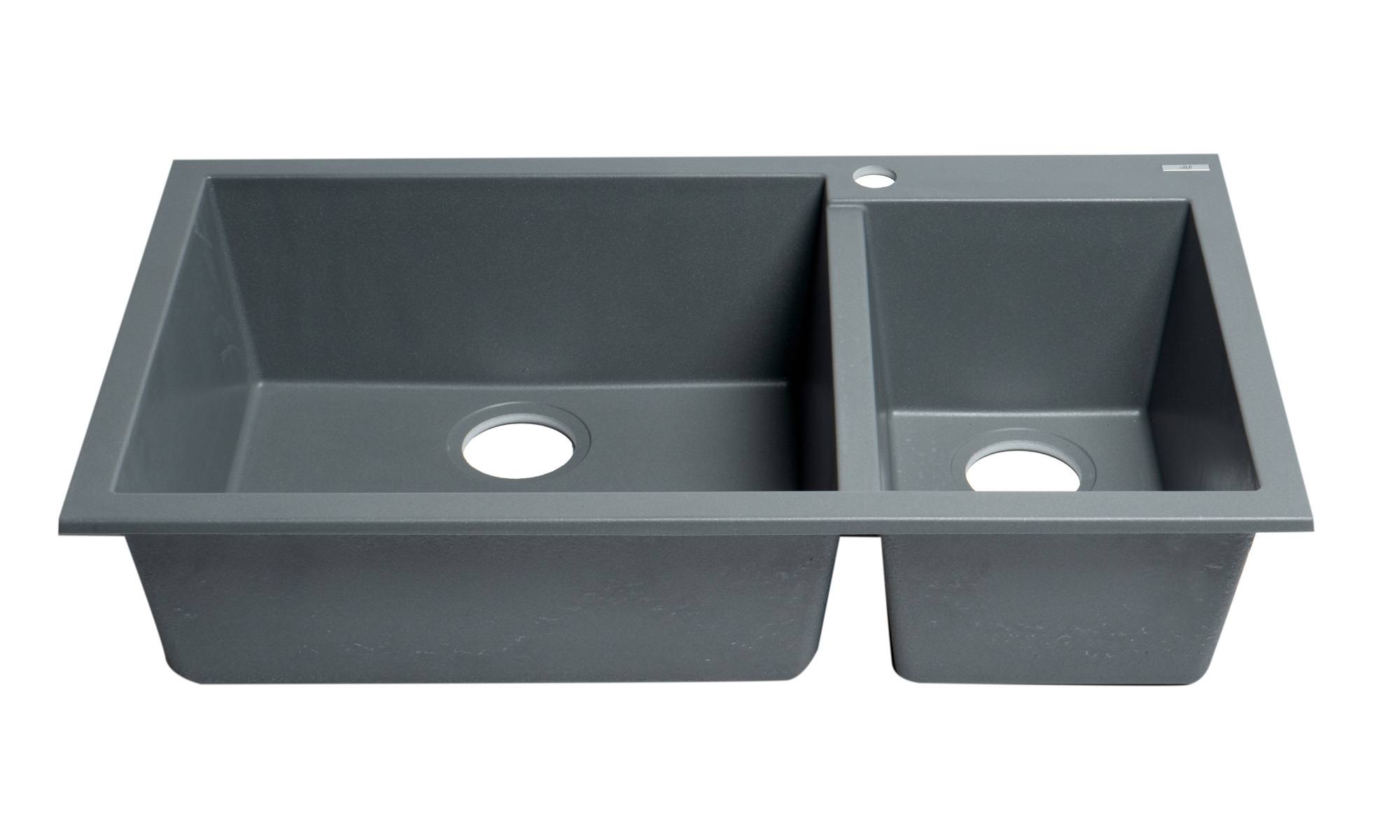 Alternate Image for ALFI brand AB3319DI-T Titanium 34" Double Bowl Drop In Granite Composite Kitchen Sink