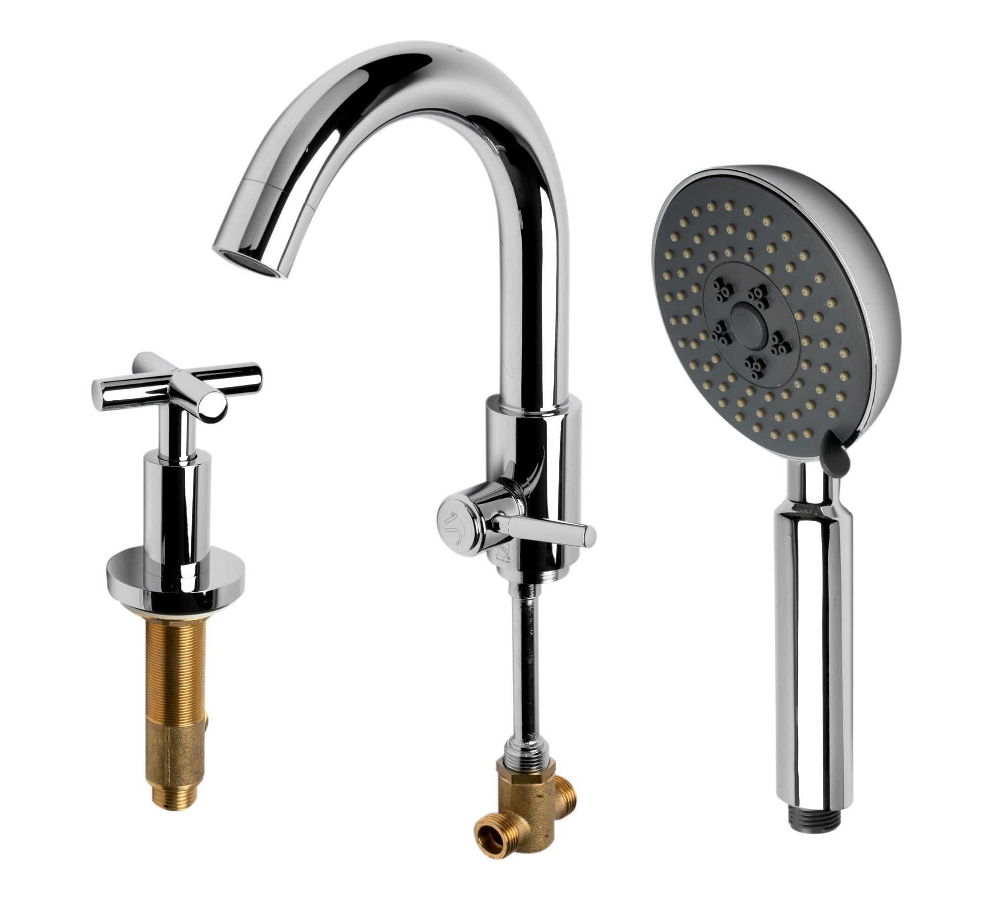 Alternate Image for ALFI brand AB2503-PC Polished Chrome Deck Mounted Tub Filler with Hand Held Showerhead