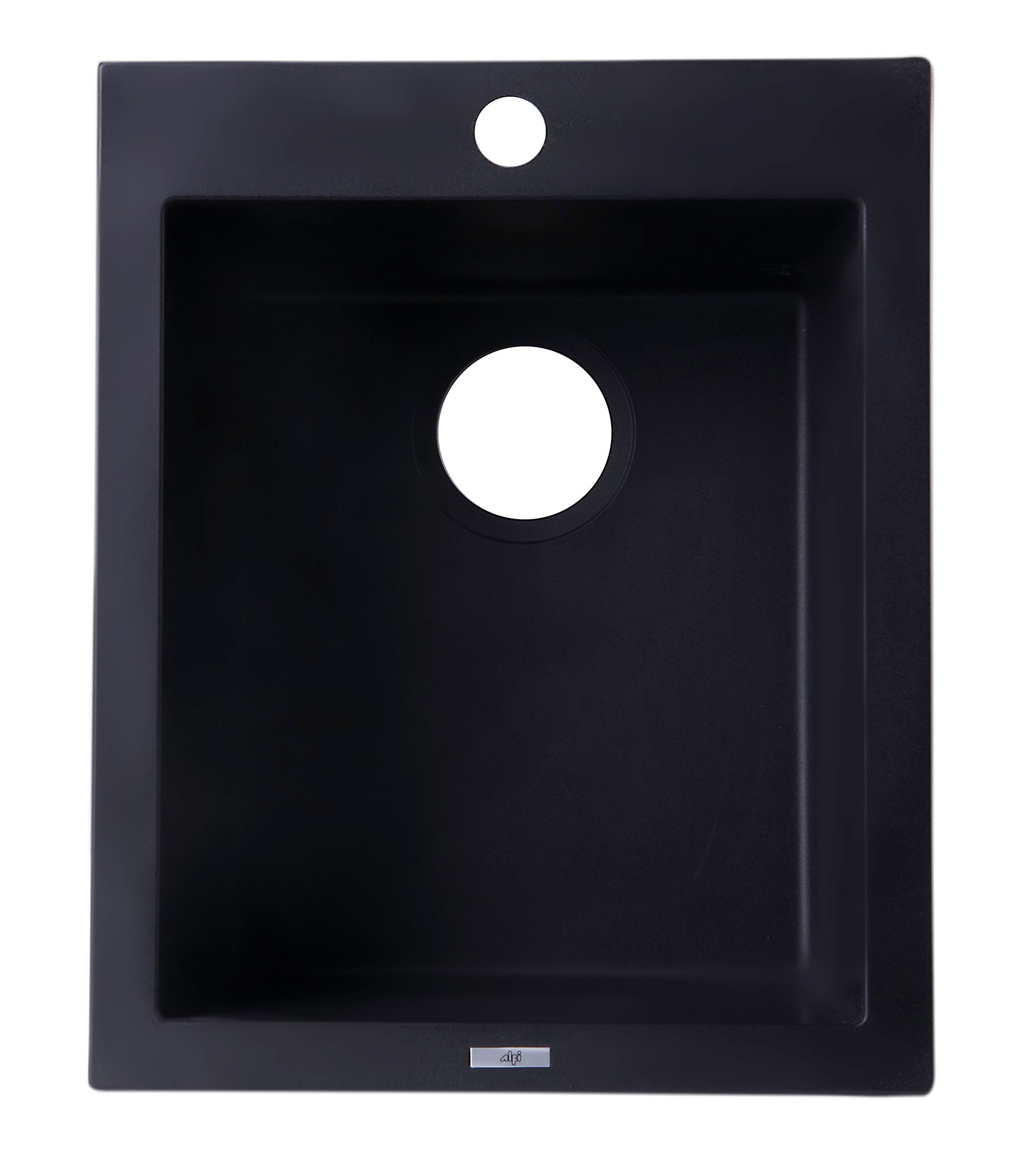 ALFI Black 17" Drop-In Rectangular Granite Composite Kitchen Prep Sink, AB1720DI-BLA